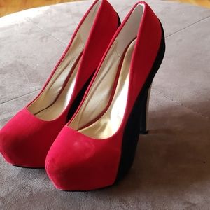 Qupid velvet platform stilettos